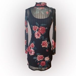 COPY - #13 Planet Gold Floral Short Cocktail and Party Dress Black